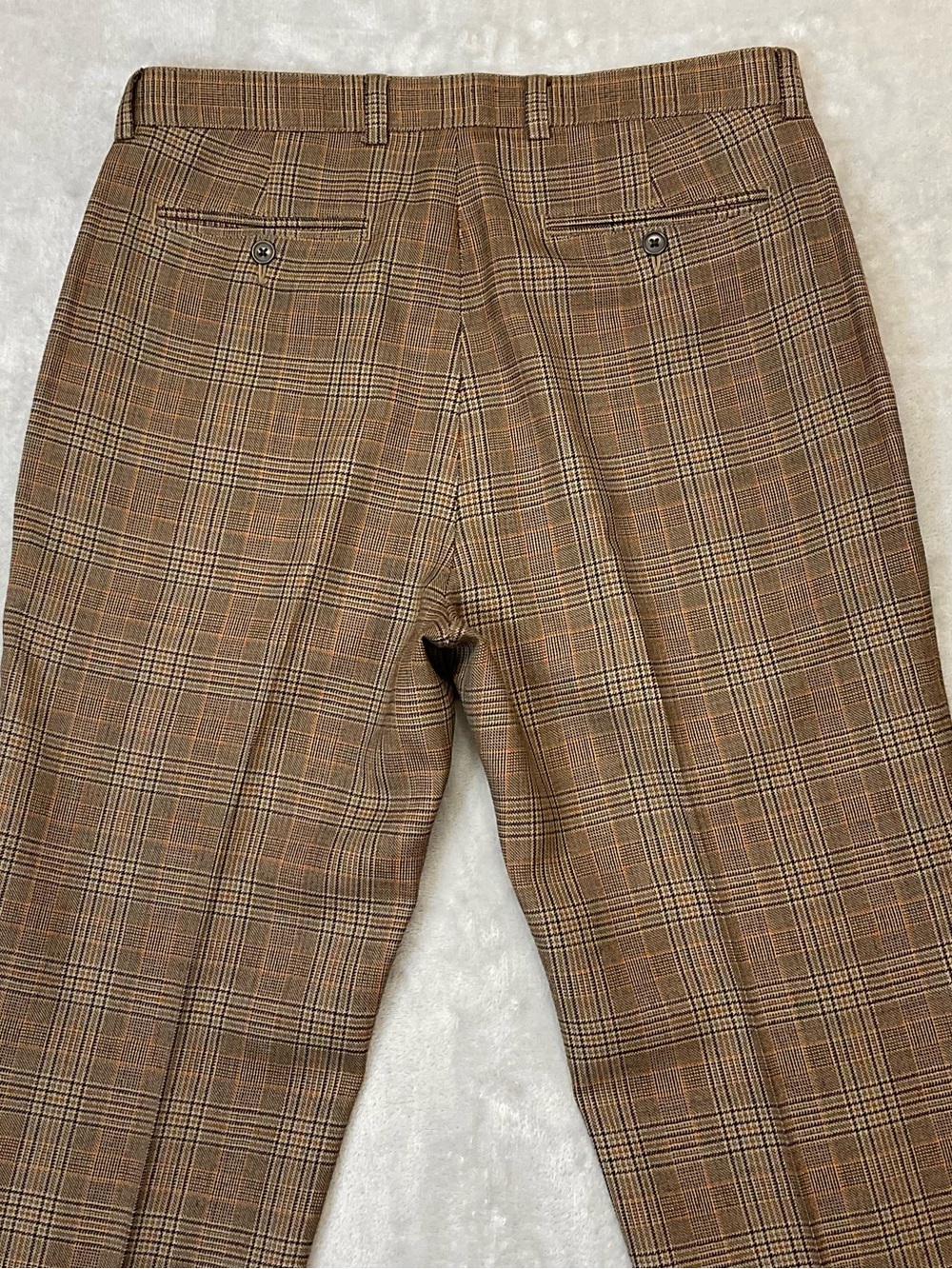 Vtg J. Crew Men’s 34 Brown Glen Plaid Wool Trouser Pants - Picture 4 of 7